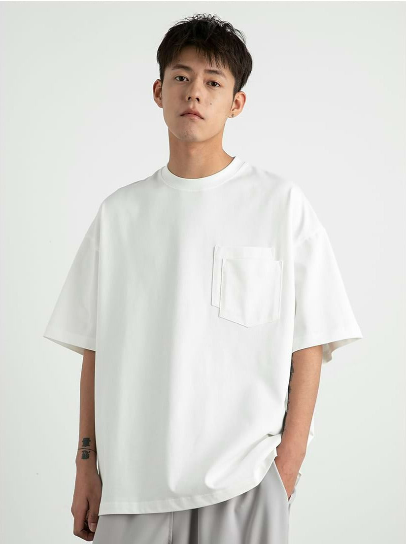 Drop Shoulder T-Shirt with Layered Pocket