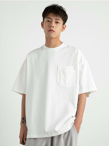 Drop Shoulder T-Shirt with Layered Pocket