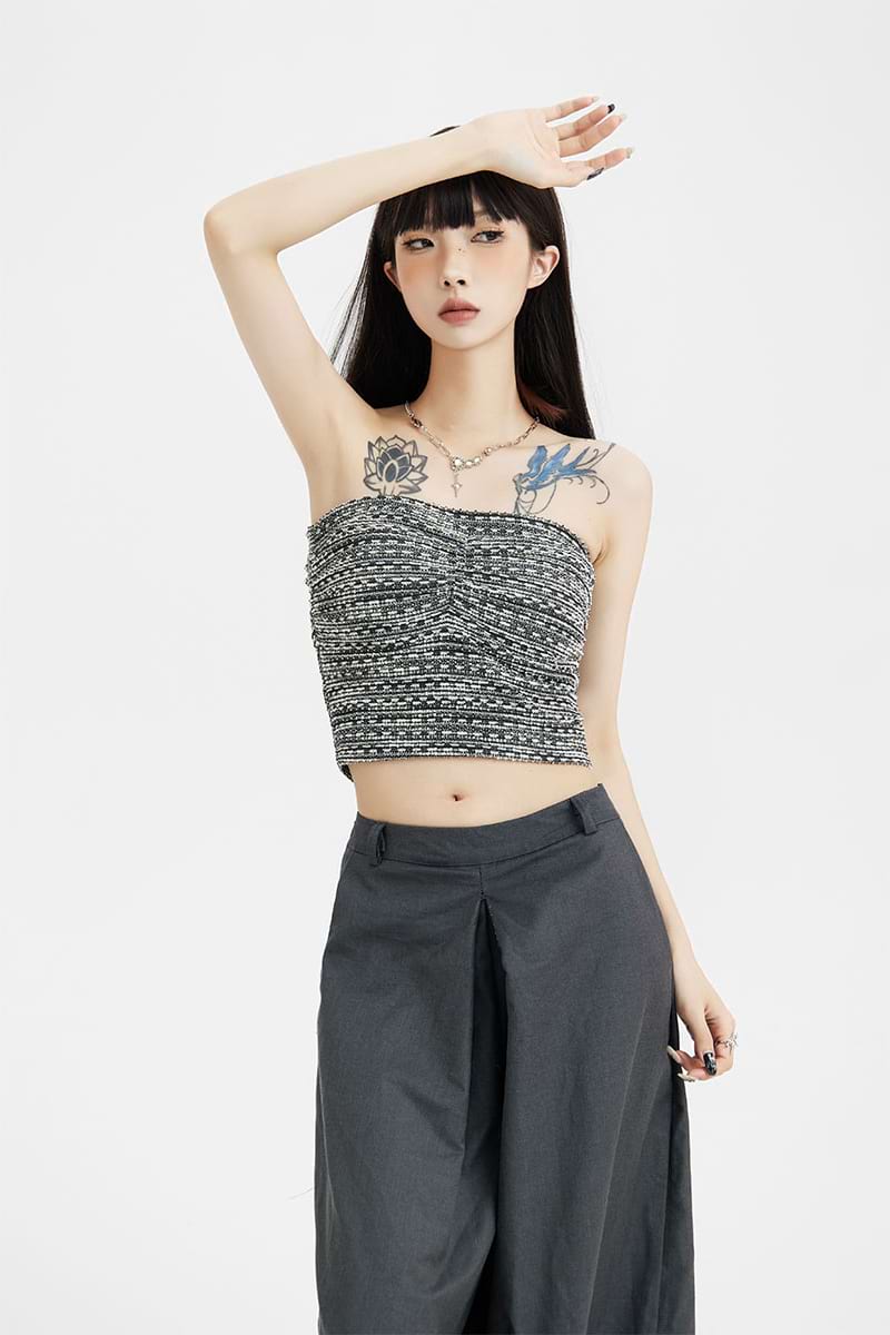 Ruched Cropped Tube Top