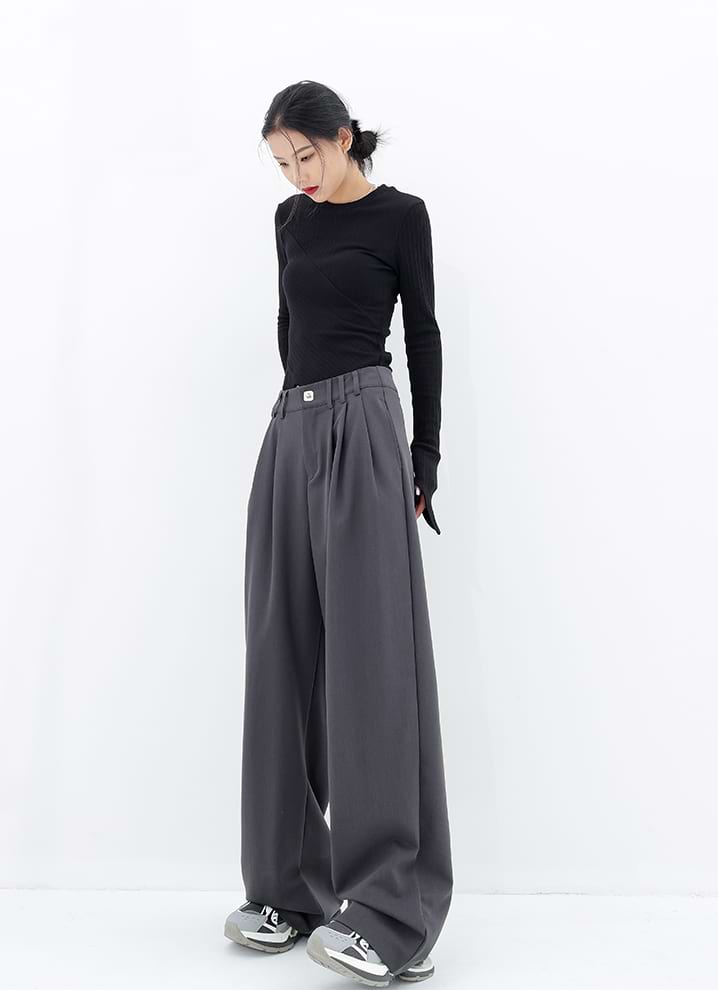 Wide Leg Multi-Pleated Pants - nightcity clothing