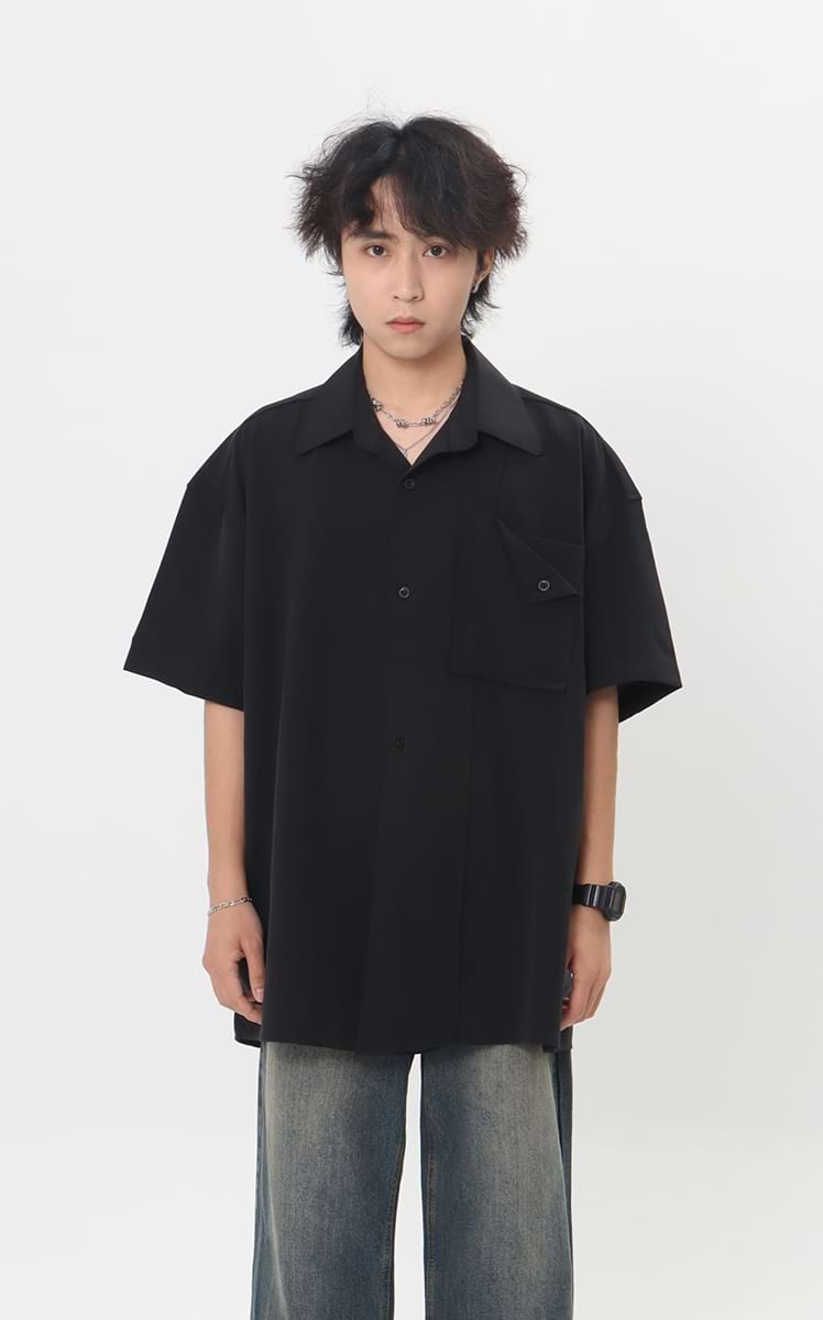 Oversized Lightweight Button Shirt with Pocket