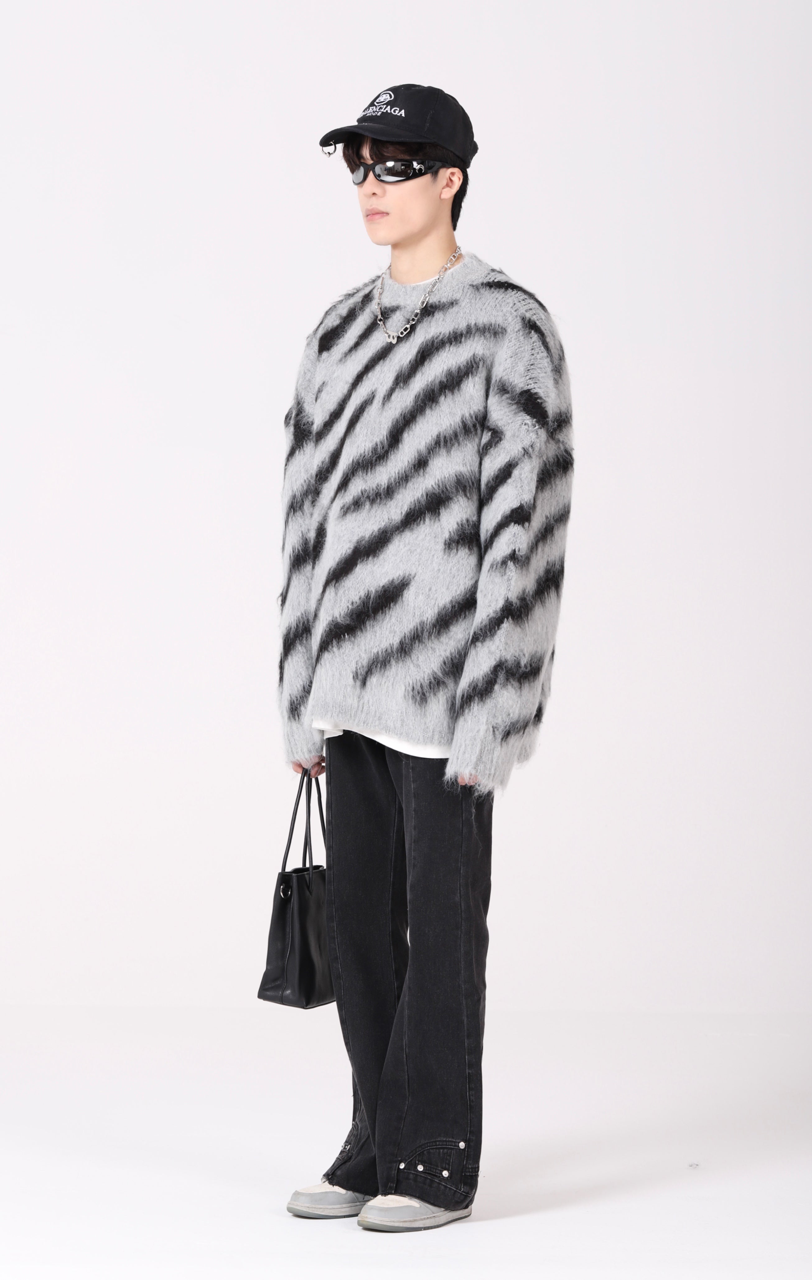 Zebra Print Fuzzy Sweater - nightcity clothing