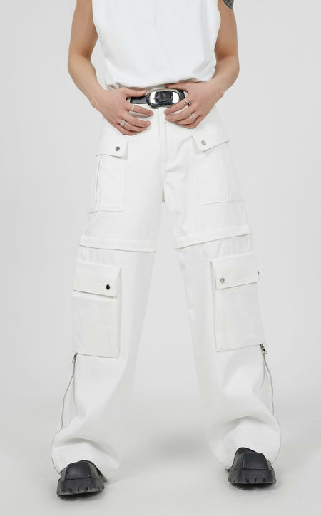 Double Side Zip Pants with Multiple Pockets