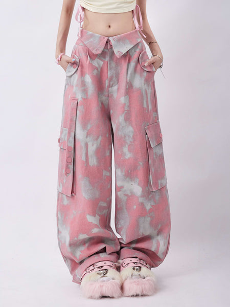 Fold-Over Waist Tie-Dye Pants - nightcity clothing