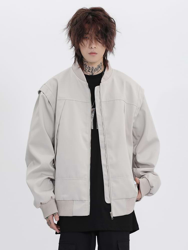 Ruched Sleeve Bomber Jacket