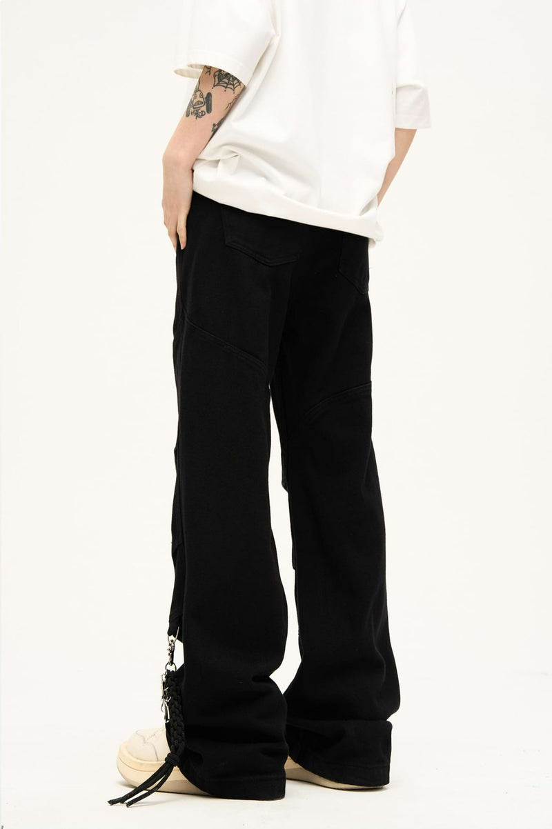 Double Side Waist Strap Pleated Pants