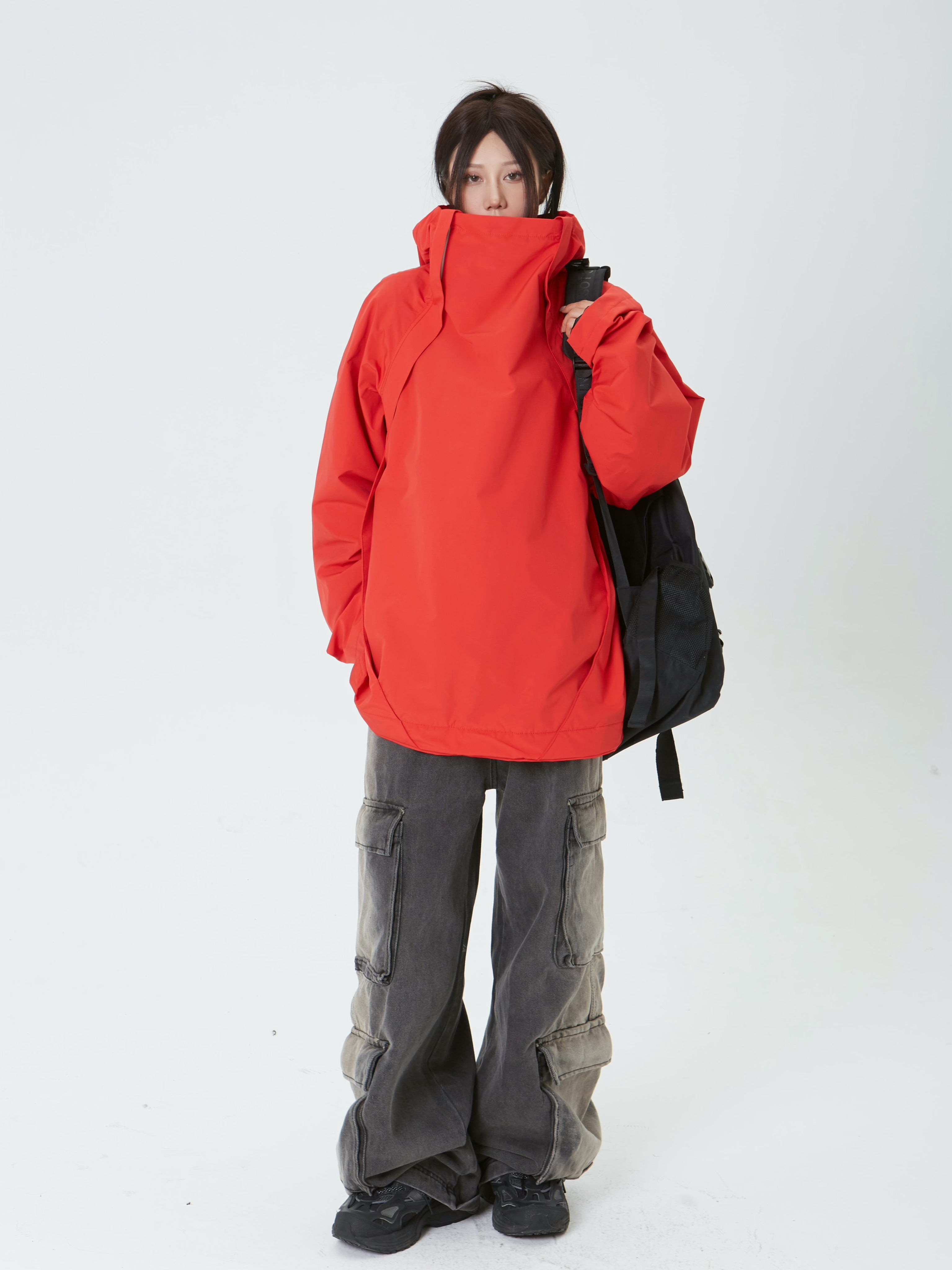 Oversized Double-Zip Hooded Windbreaker - nightcity clothing