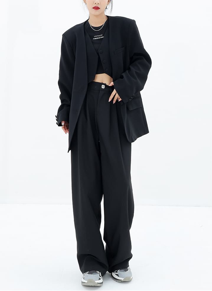 Wide Leg Multi-Pleated Pants - nightcity clothing