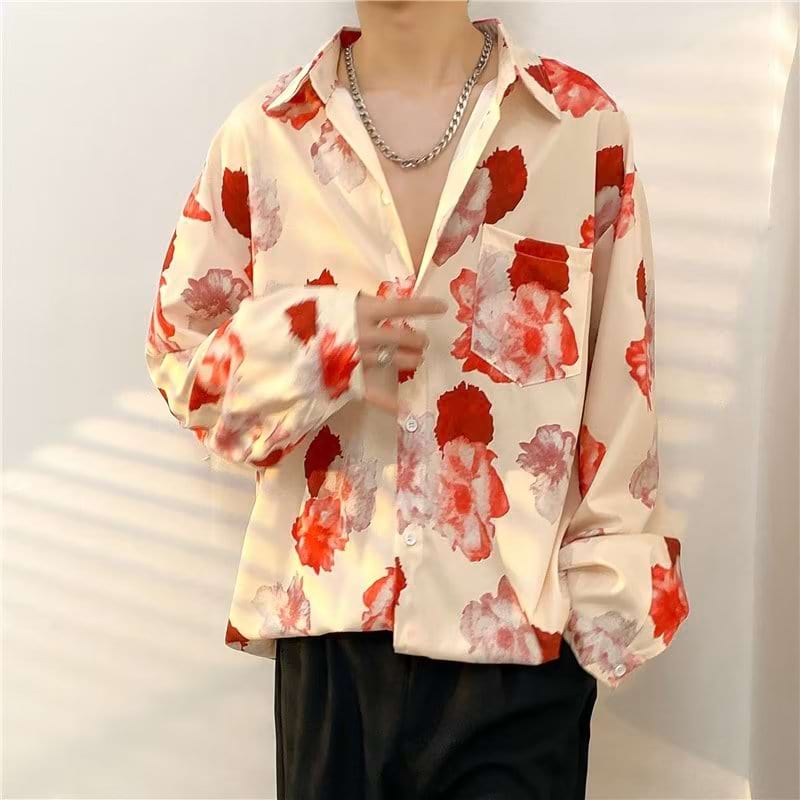 Petals Print Long Sleeve Button Shirt