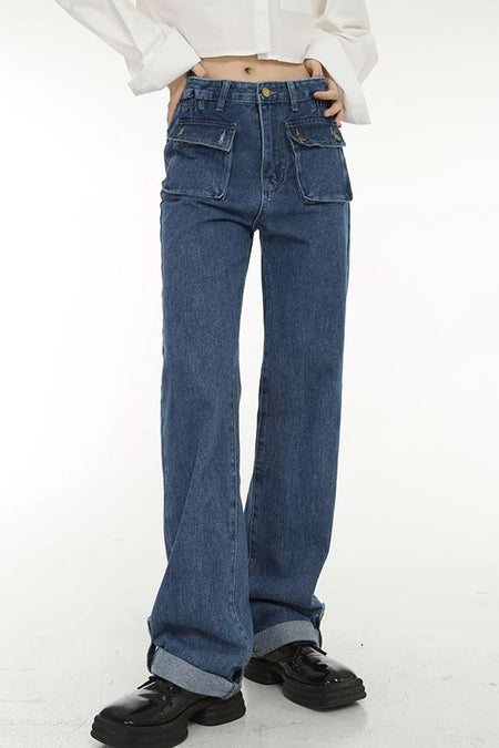 Slim Jeans with Flap Pockets - nightcity clothing