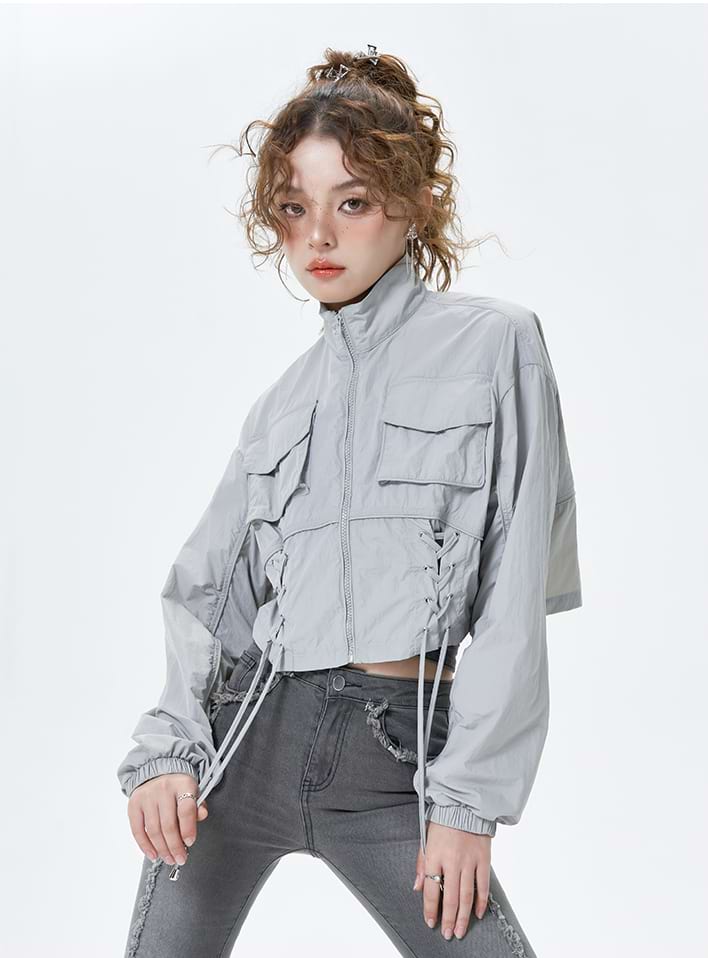 Cropped Zip Up Windbreaker