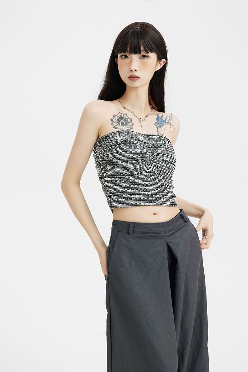 Ruched Cropped Tube Top