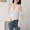 Mock Layer Cold Shoulder Knit Crop Top - nightcity clothing