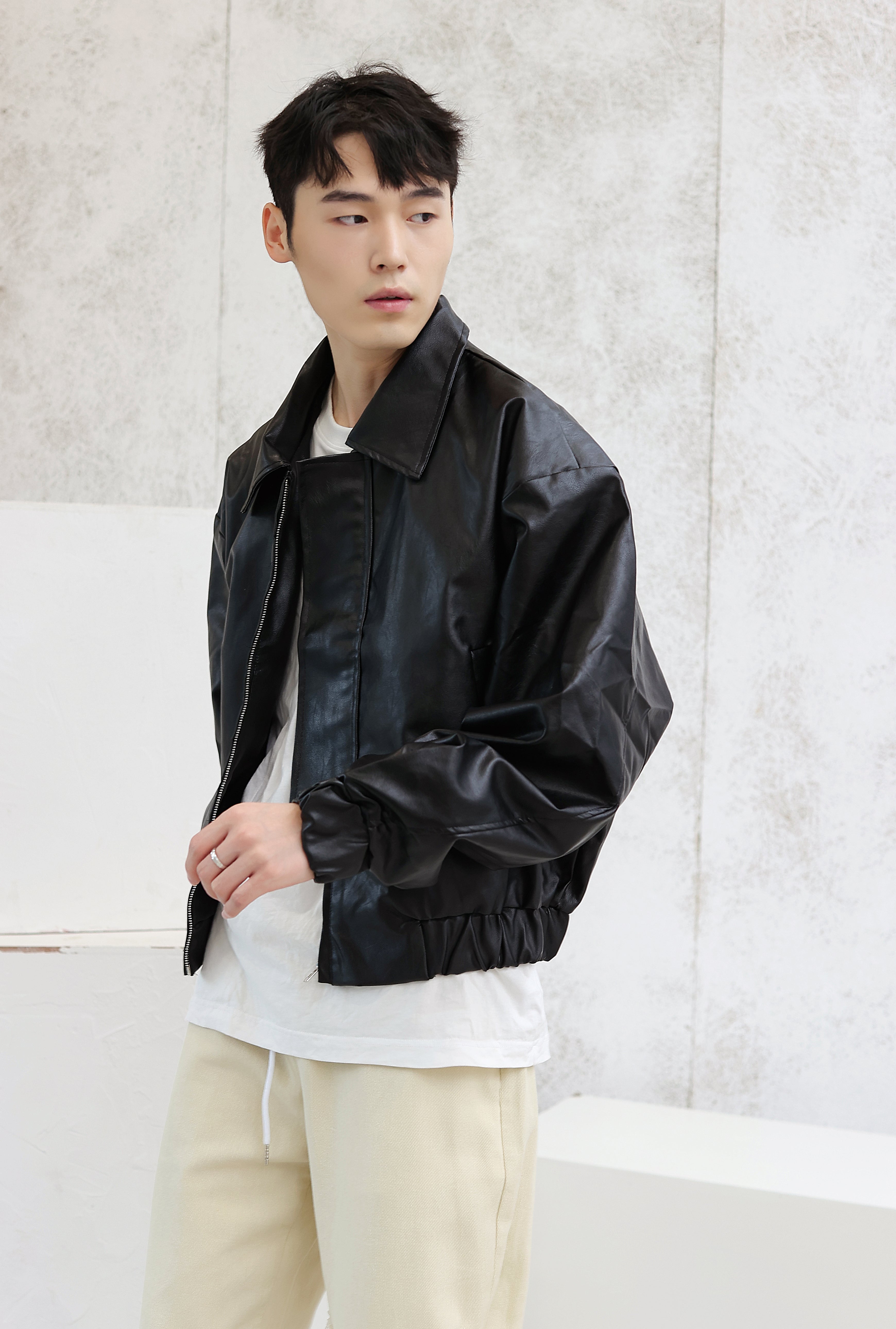 Oversized Faux Leather Flight Bomber Jacket - nightcity clothing