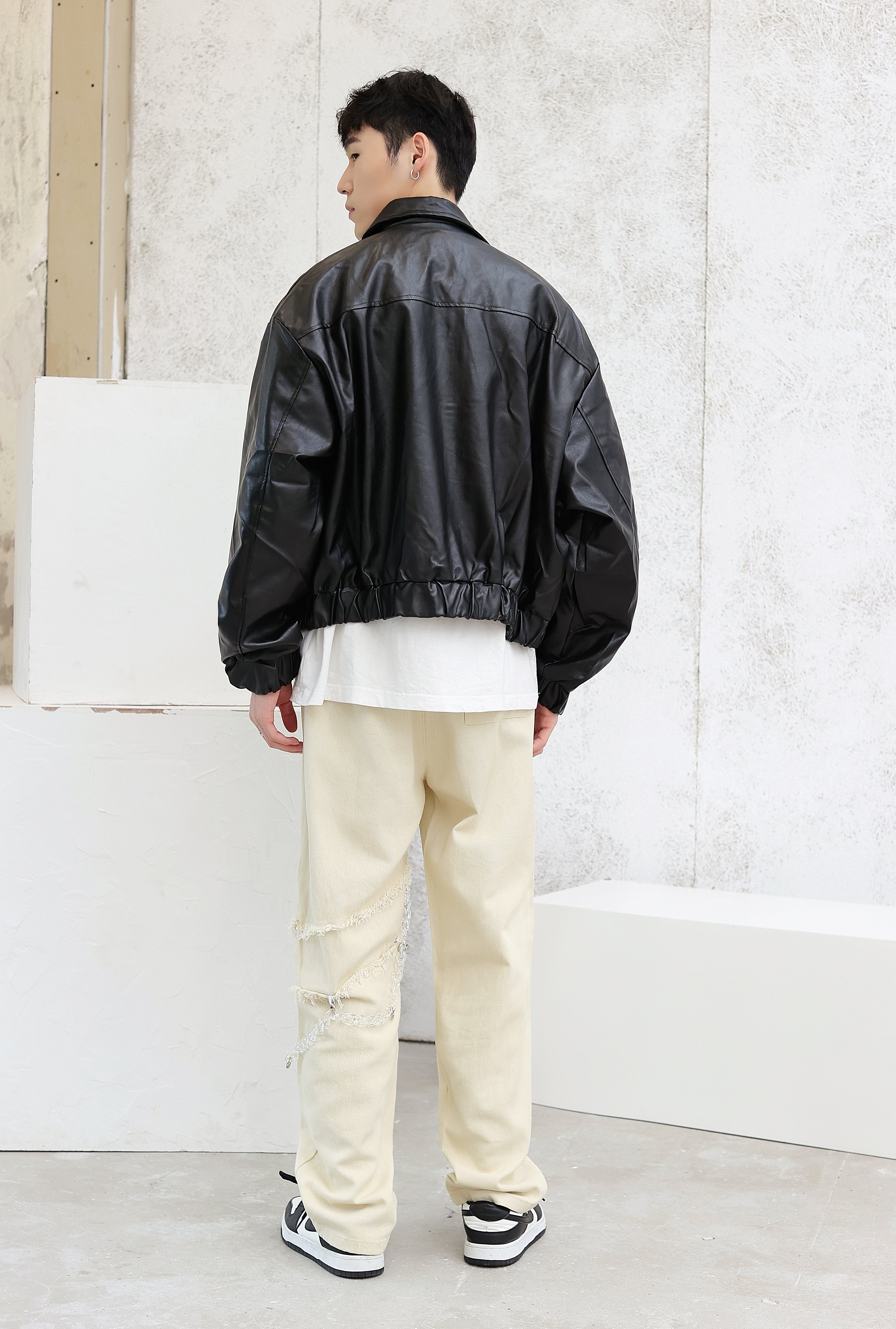 Oversized Faux Leather Flight Bomber Jacket - nightcity clothing