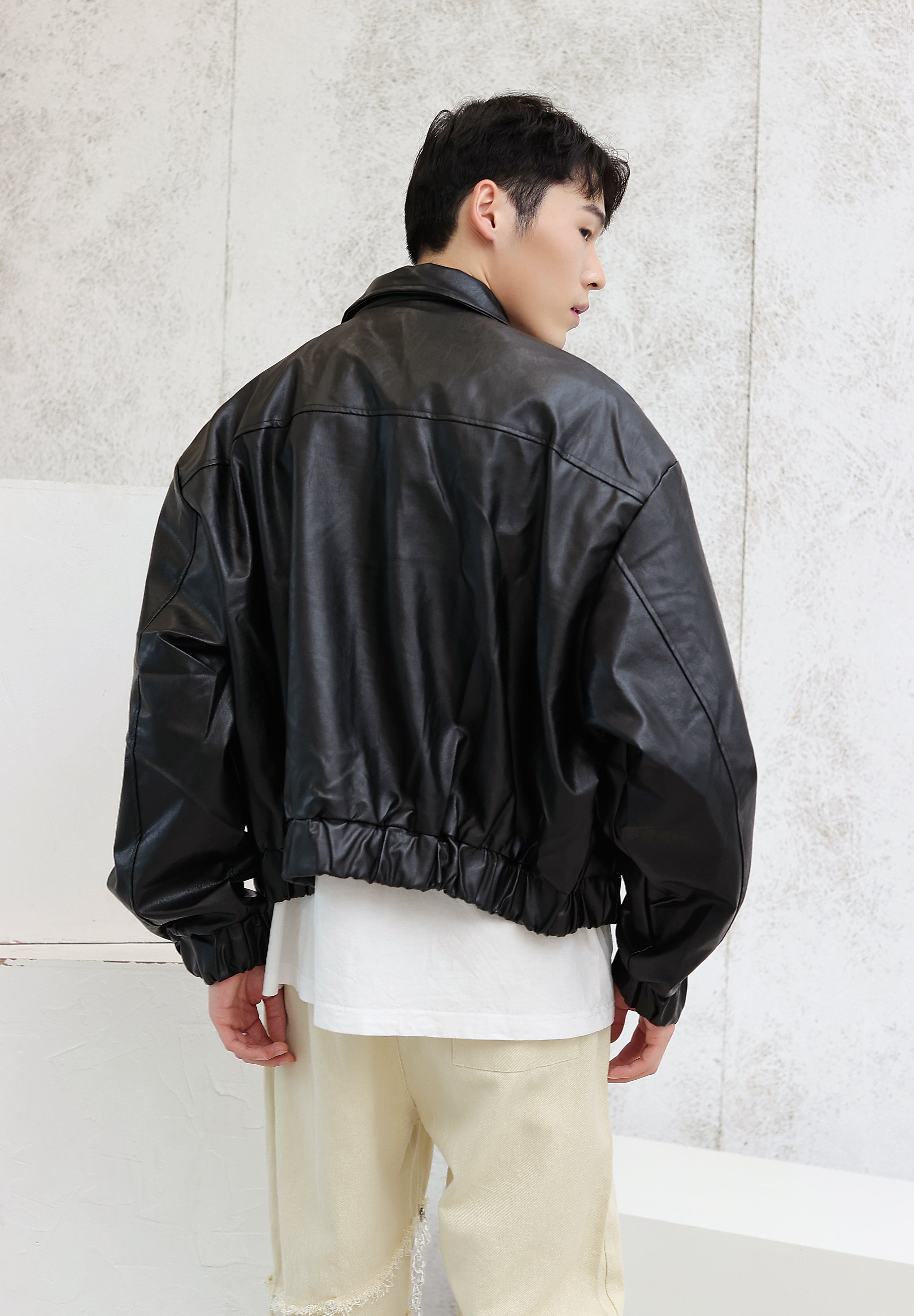 Oversized Faux Leather Flight Bomber Jacket - nightcity clothing