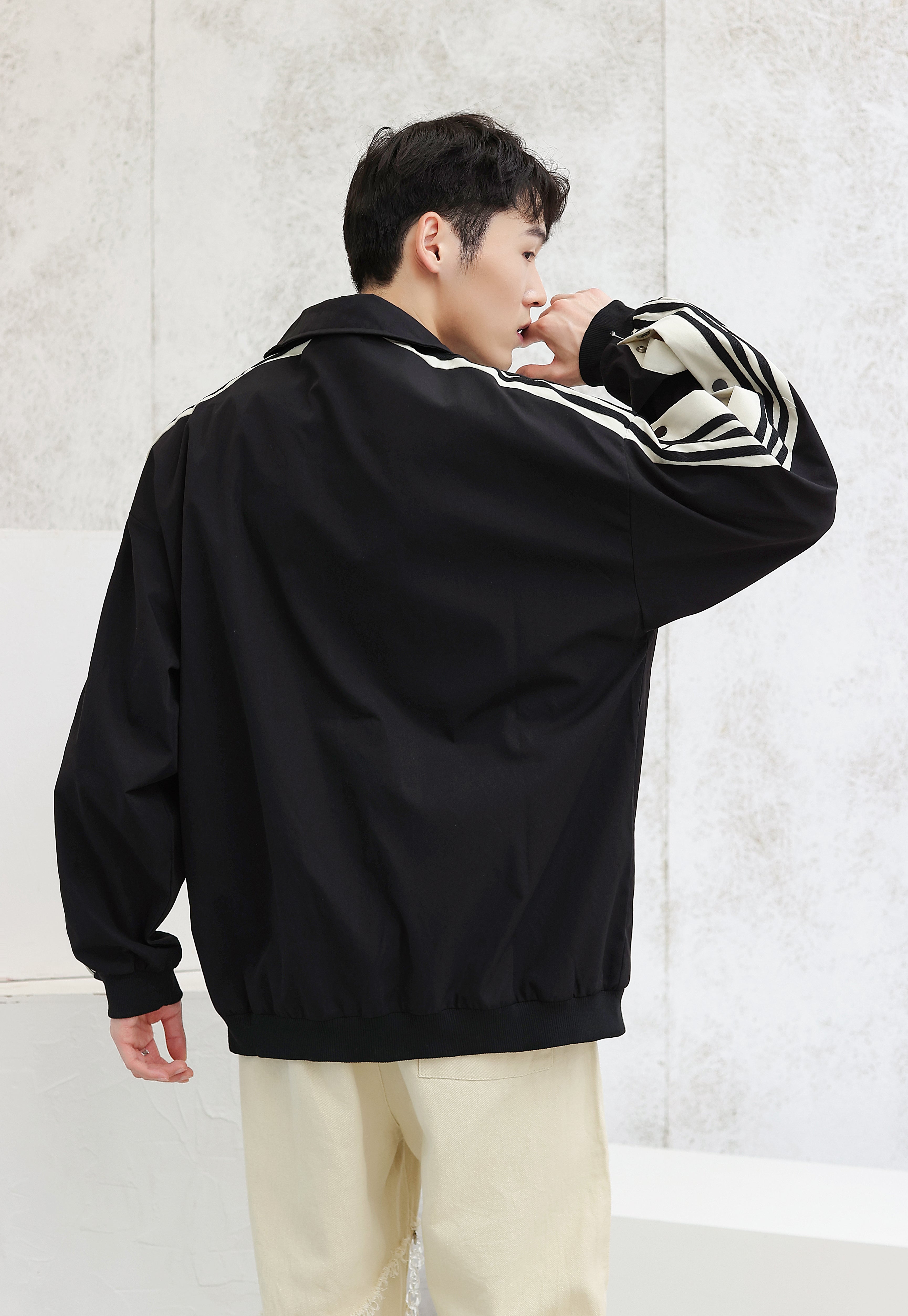Retro Lightweight Track Jacket with Button Sleeves - nightcity clothing