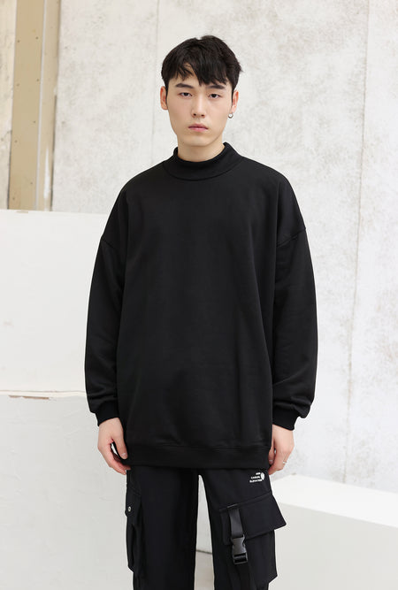 Semi-Turtleneck Oversized Sweatshirt - nightcity clothing