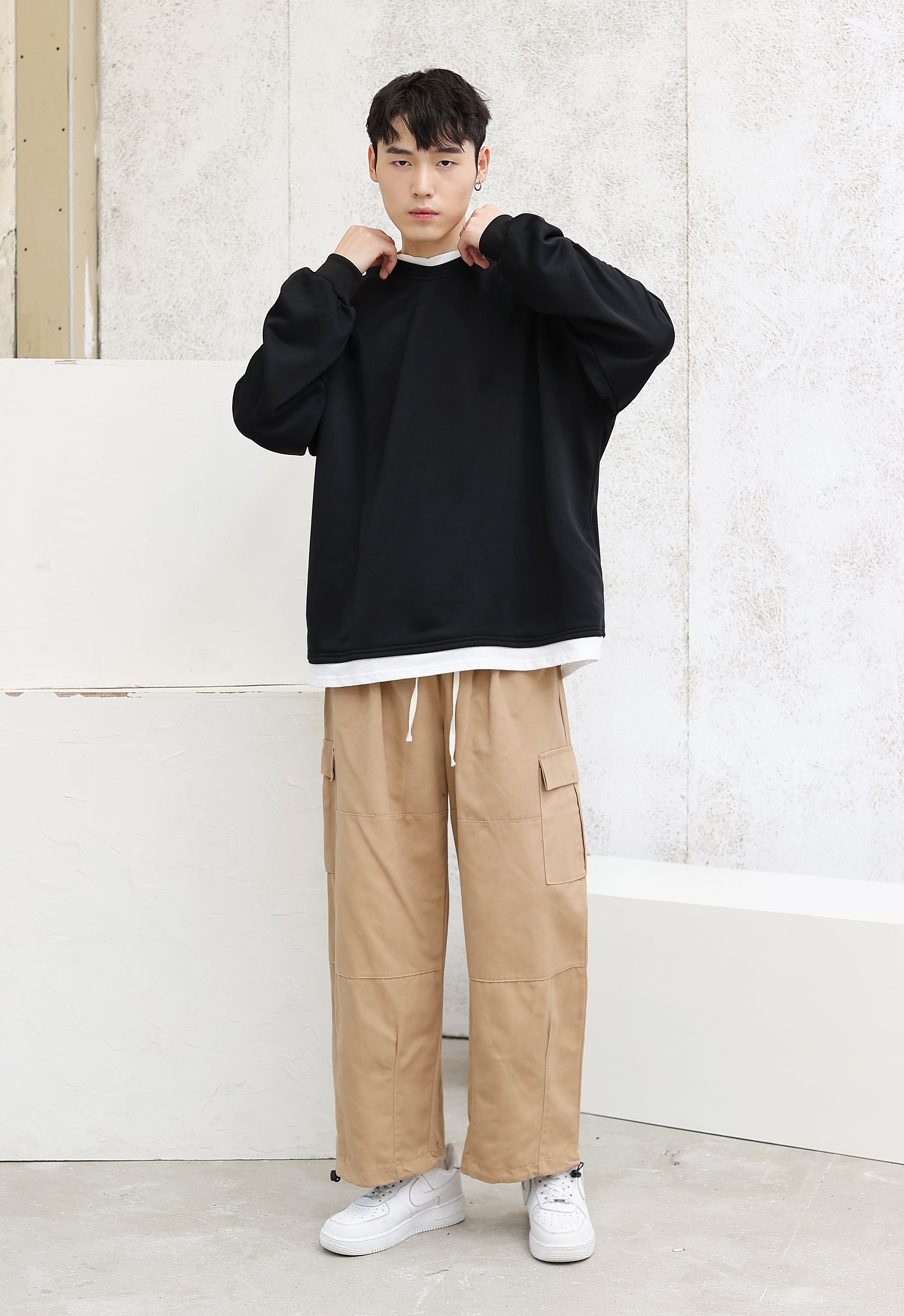 Oversized Mock Two-Piece Long-Sleeve Tee - nightcity clothing