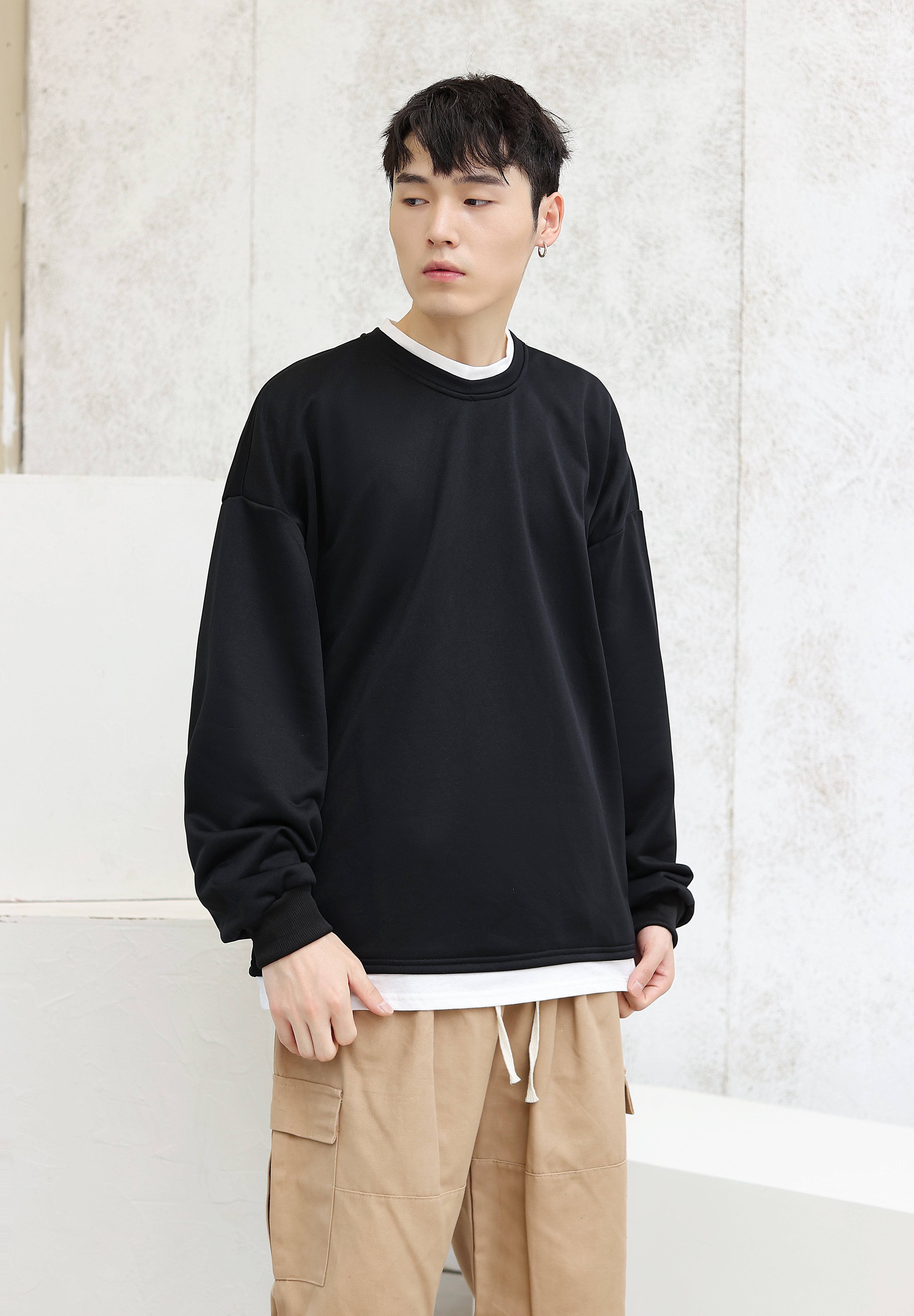 Oversized Mock Two-Piece Long-Sleeve Tee - nightcity clothing