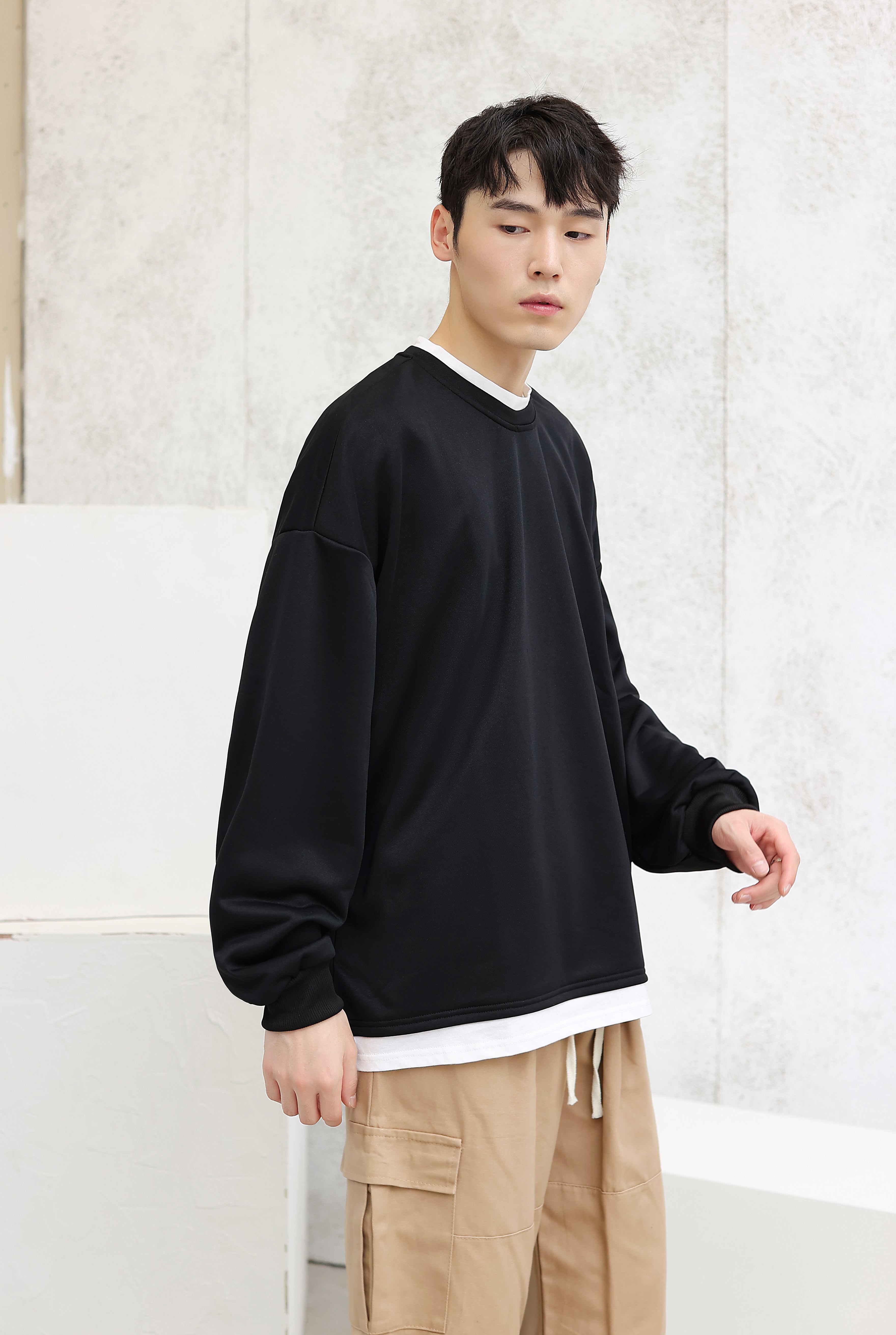 Oversized Mock Two-Piece Long-Sleeve Tee - nightcity clothing