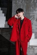 Oversized Suit Jacket with Rings and Wide Leg Pants Set