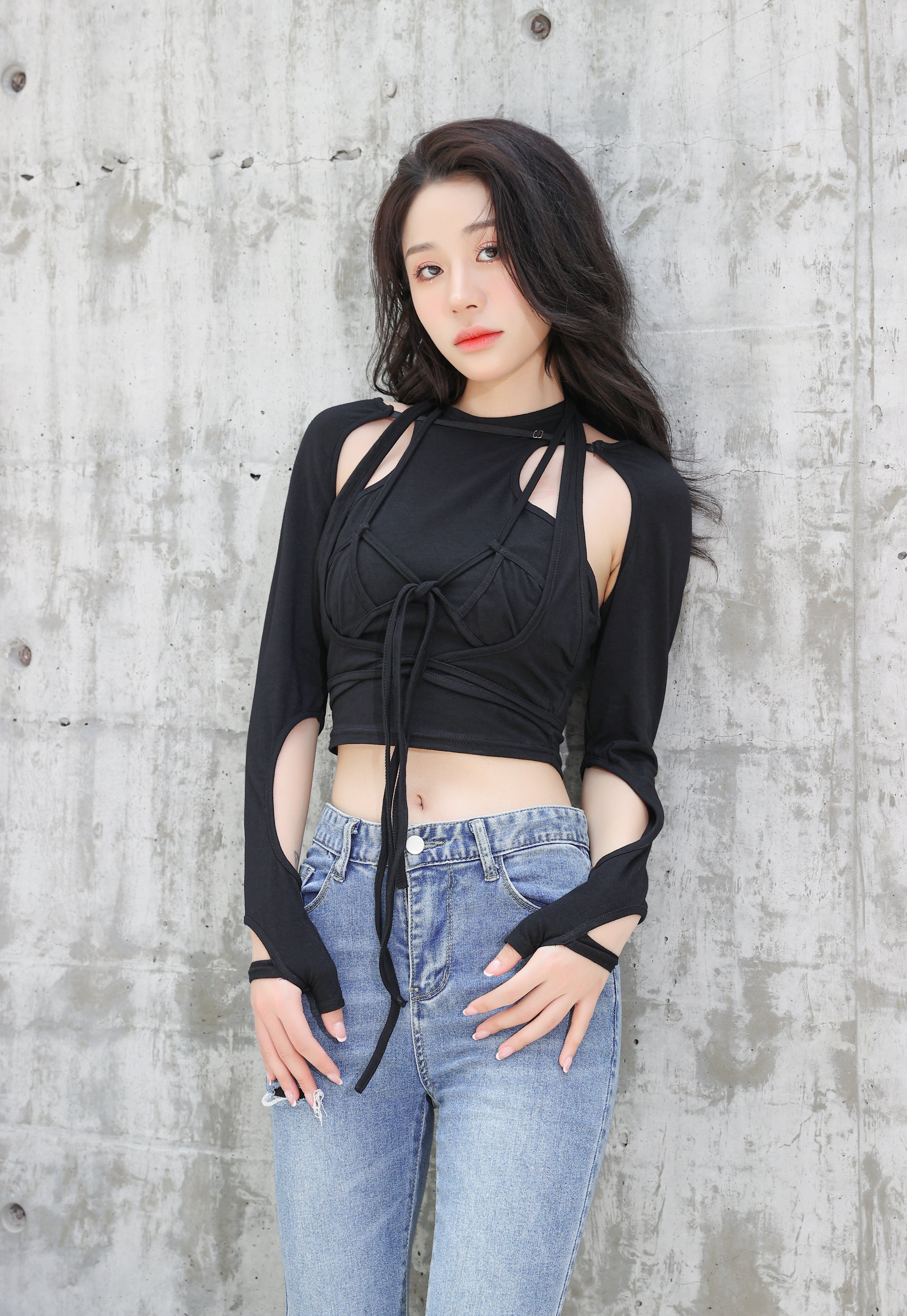 Tie-Up Detailed Crop Top with Cut-Outs - nightcity clothing