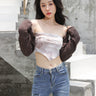 Textured Chain-Linked Shrug and Tie-Dye Crop Top Two-Piece Set - nightcity clothing