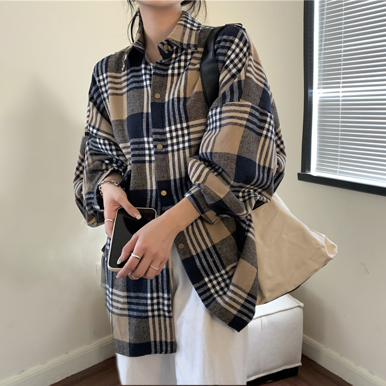 Classic Plaid Balloon Sleeve Shirt