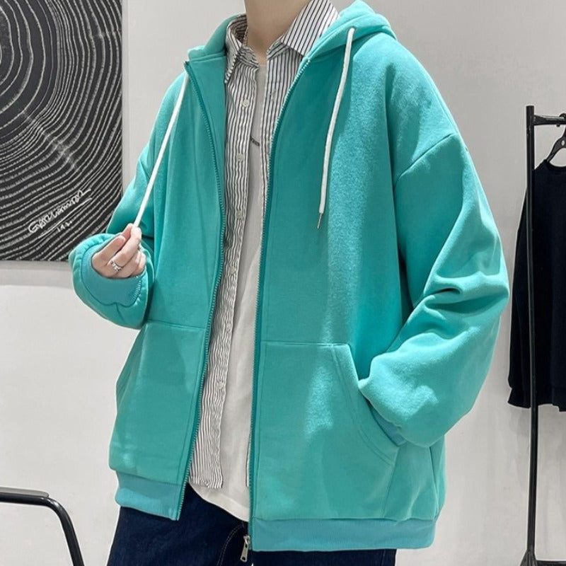 Oversized Lightweight Zip-Up Hoodie - nightcity clothing