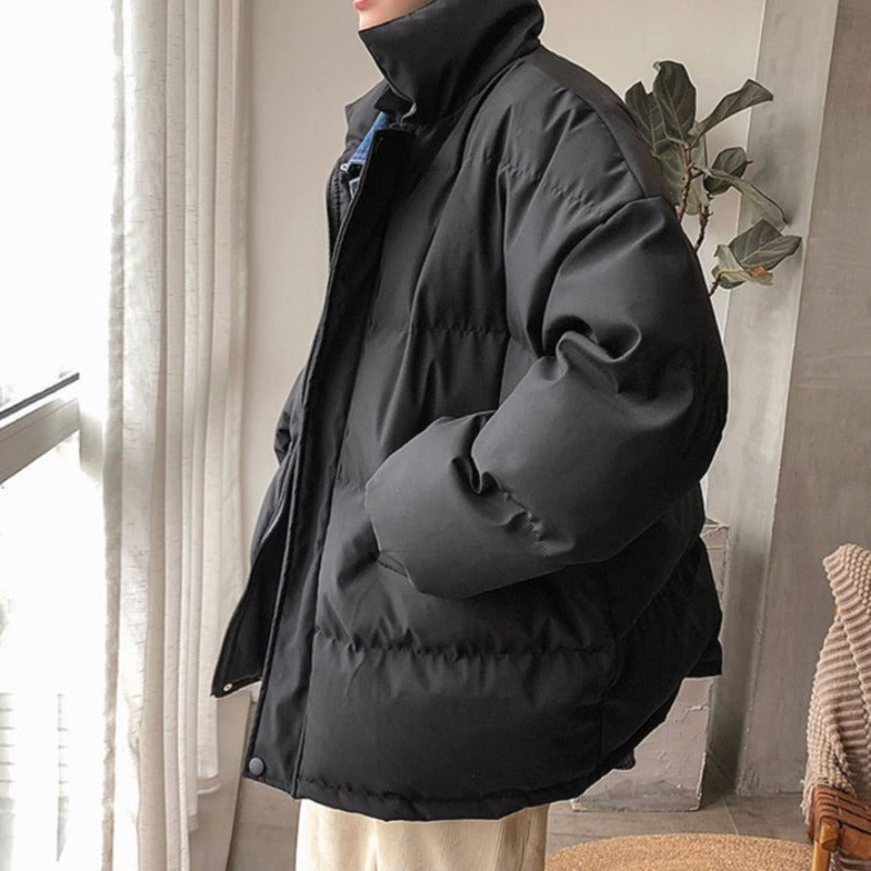 Oversized Mock-Layered Denim Puffer Jacket - nightcity clothing