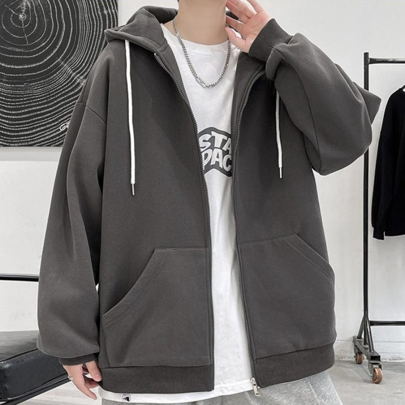 Oversized Lightweight Zip-Up Hoodie - nightcity clothing