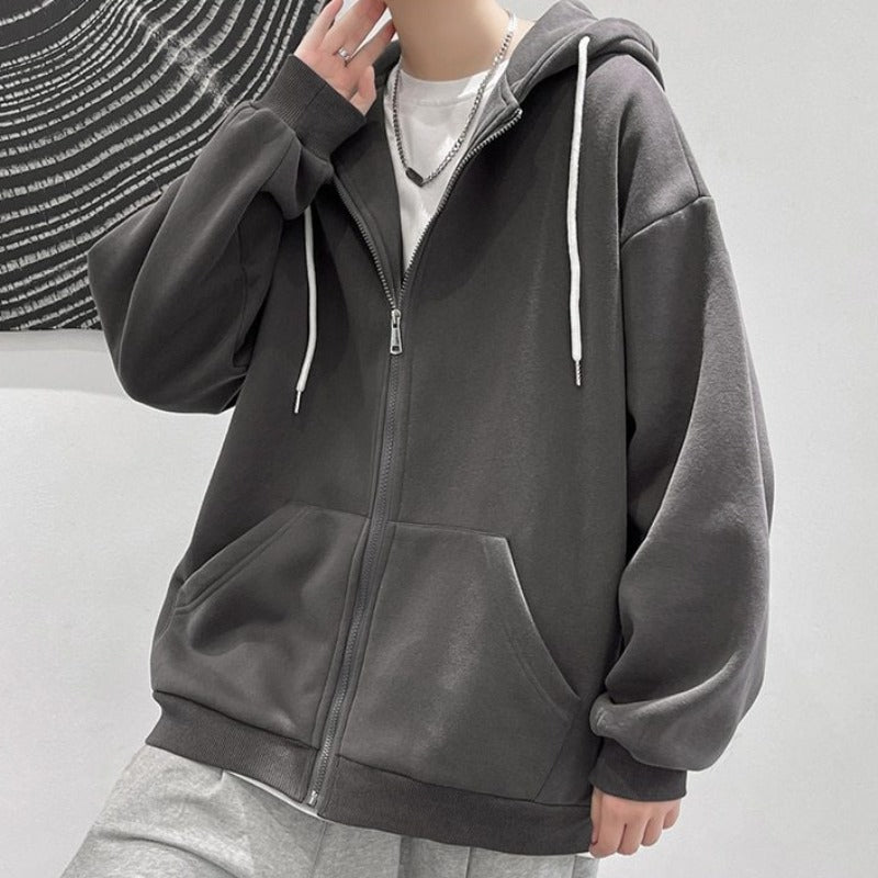 Oversized Lightweight Zip-Up Hoodie - nightcity clothing