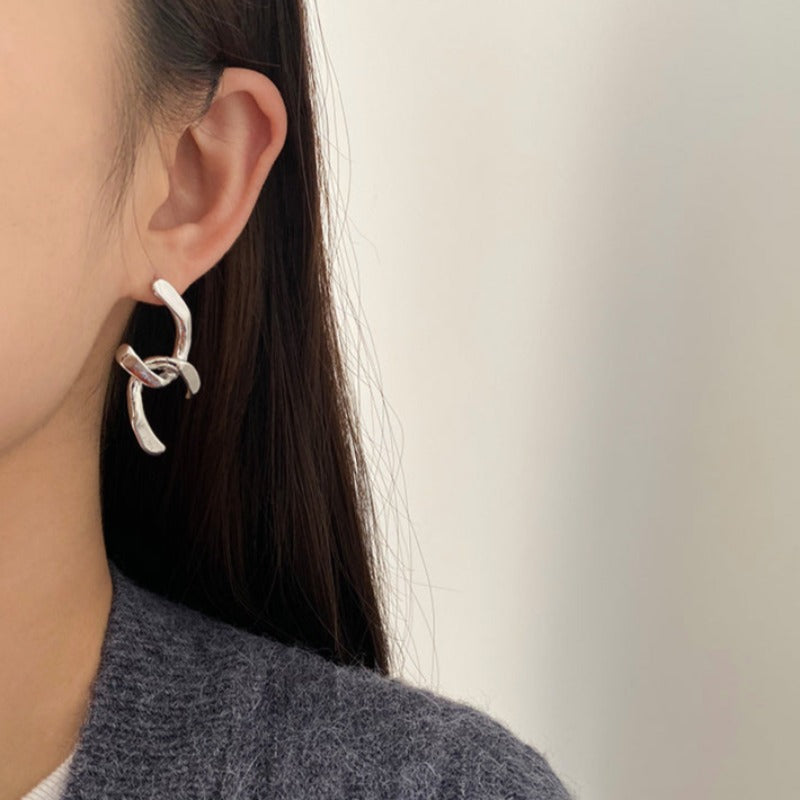Double Link Curve Earrings - nightcity clothing