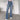 Rear Leg Drawstring Semi Flare Denim Jeans - nightcity clothing