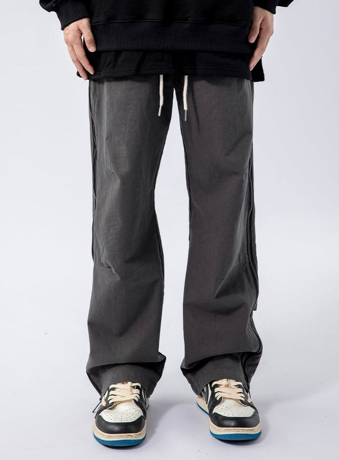Back Strap and Side Zip Straight Fit Pants