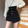 Tweed Asymmetric Hem Button Mini Skirt - nightcity clothing