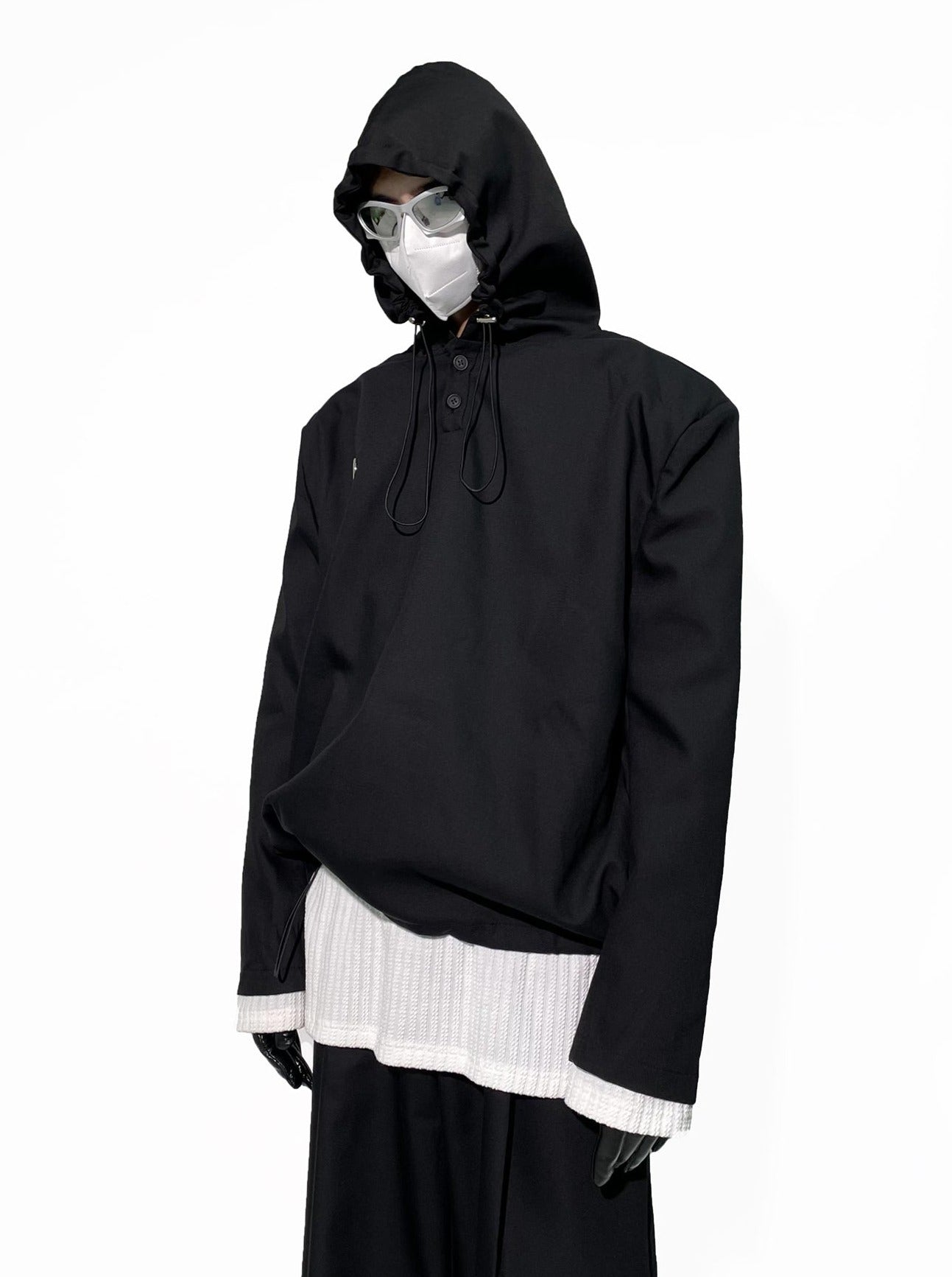 Slim Quarter-Button Hooded Windbreaker - nightcity clothing