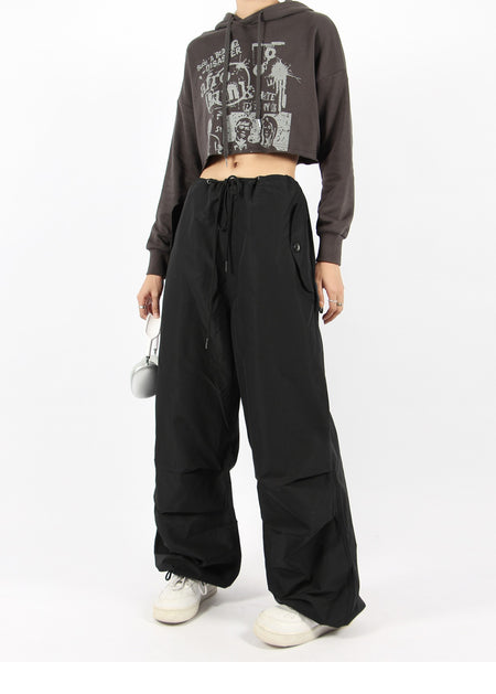 Button Pocket Oversized Parachute Pants - nightcity clothing
