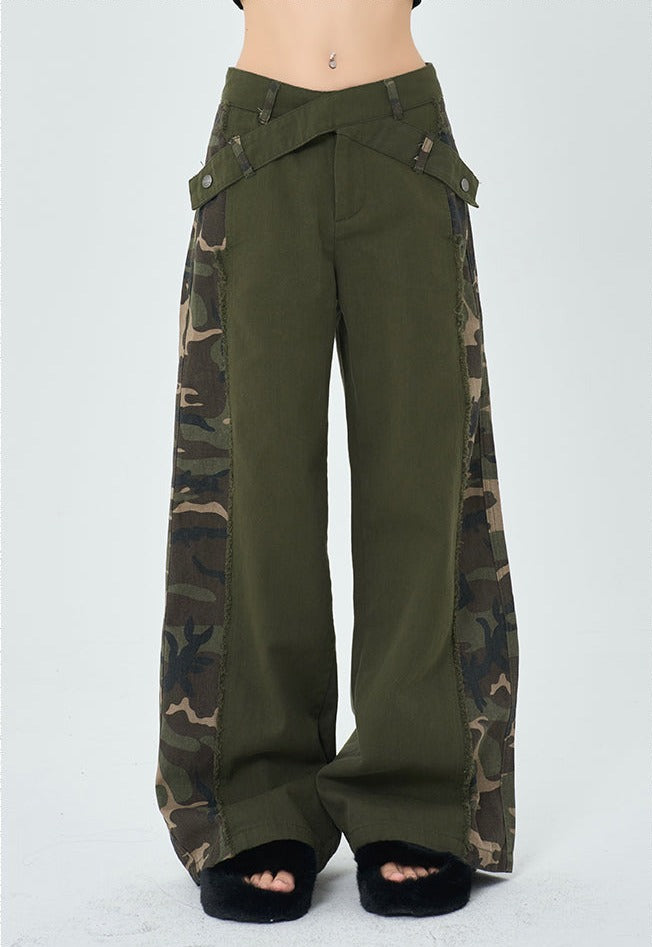 Camo Side-Stripe Straight Jeans - nightcity clothing