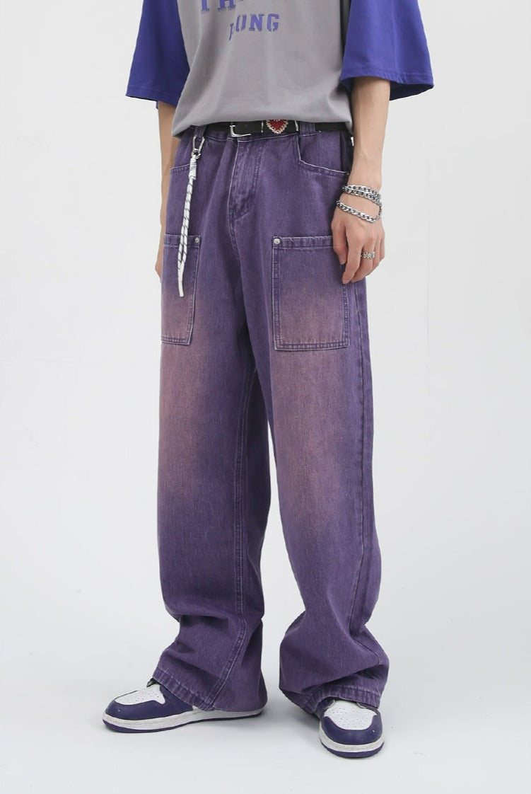 Faded Straight Fit Lightweight Jeans