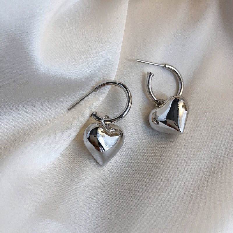 Heart Drop Hoops Earrings - nightcity clothing