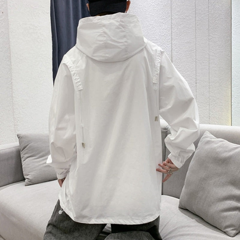 Oversized High Neck Hooded Windbreaker - nightcity clothing