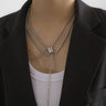 Multi-Layer Chain and Bead Necklace with Coil Pendant - nightcity clothing