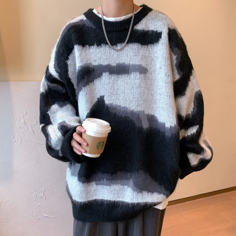 Abstract Print Knit Sweater - nightcity clothing