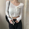 Asymmetric Cutout Tie-Up Crop Top and Cami Layered Two-Piece Set - nightcity clothing