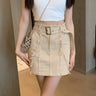 Distressed Detail Belted Denim Mini Skirt - nightcity clothing