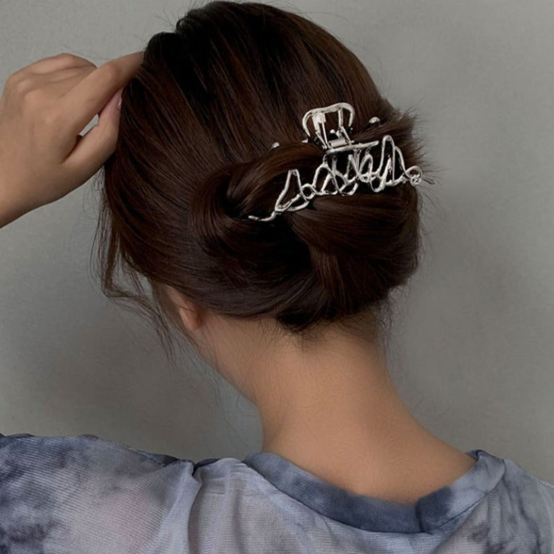 Abstract Liquid Metal Hair Claw Clip - nightcity clothing
