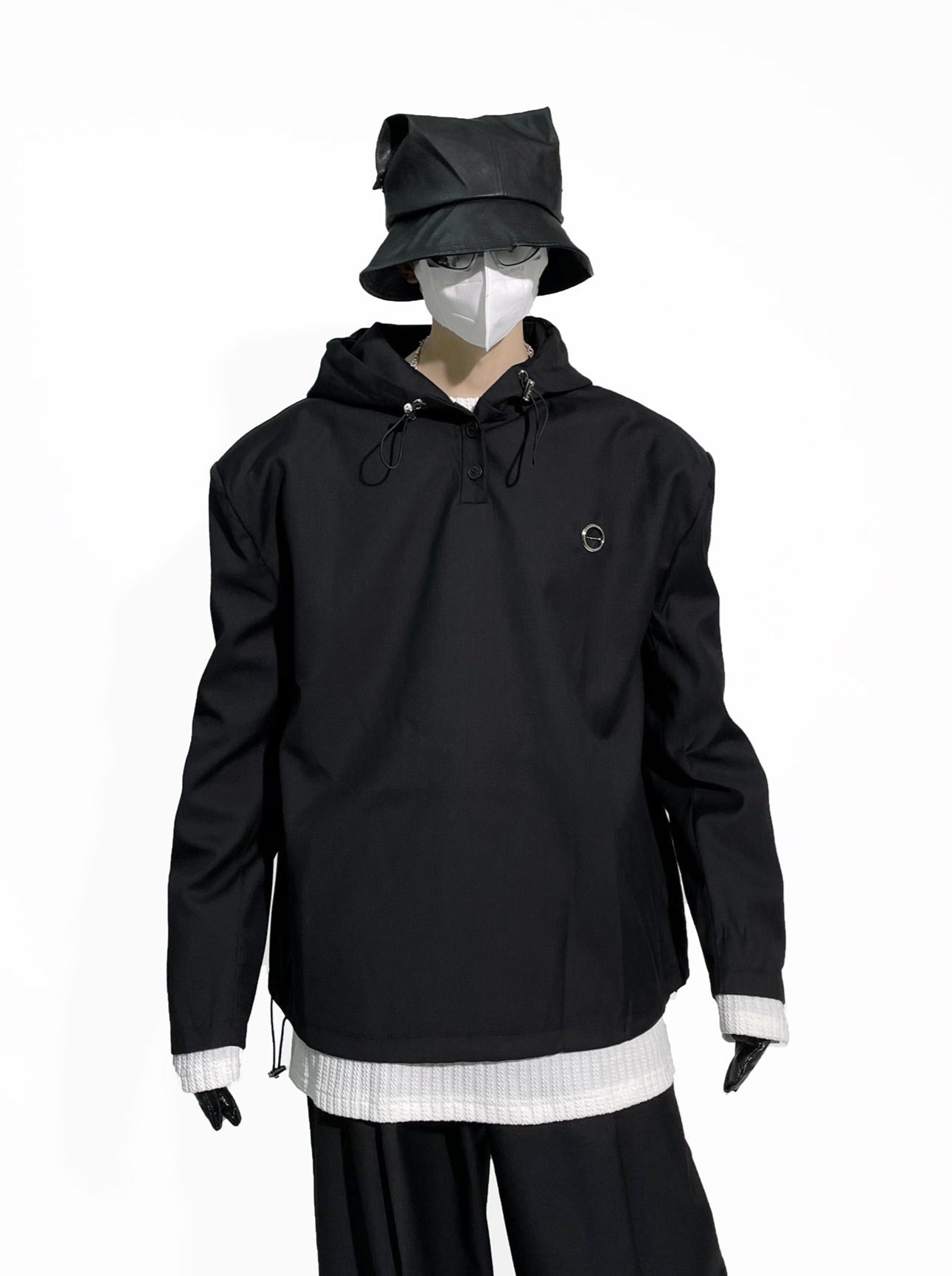 Slim Quarter-Button Hooded Windbreaker - nightcity clothing