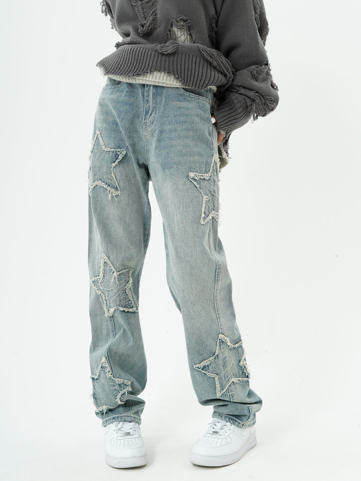 Star Patchwork Straight Fit Jeans